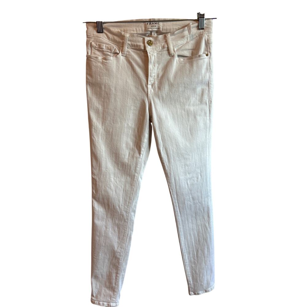Frame Denim | White Low Rise Straight Leg Jeans | 31
